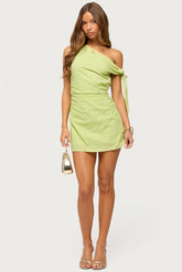Zimi Eyelet One Shoulder Mini Dress