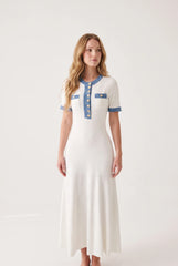 Megan | Denim White Maxi Dress