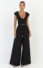 Lilo Pants - High Waisted Wide Leg Pants in Black
