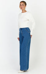 Ramsey Cardigan - Recycled Contoured Waist Button Down Cardigan in Ivory