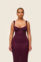 The Cinched Lace Corset in Plum