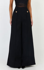 Clara Pants - High Waisted Wide Leg Pants in Black
