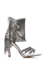 AZALEA WANG LESSIE SILVER CHAINMAIL STILETTO