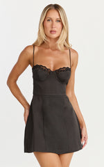 Benson Mini Dress - Sweetheart Fit And Flare Tulip Dress in Black