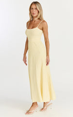 Donissa Midi Dress - Panelled Knit Dress in Butter Yellow