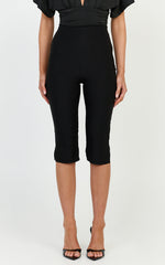 Melenda Pants - Tailored Side Split Capri Pants in Black