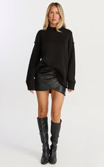 Kira Jumper - Crew Neck Oversized Knit Jumper in Black