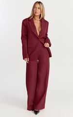 Selena Blazer - Oversized Single Breasted Blazer in Wine