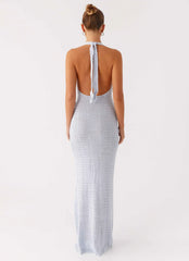 Novalee Flower Crochet Maxi Dress - Blue