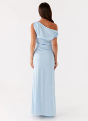 Heart Of Glass Satin Maxi Dress - Blue