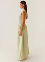Altitude Shirred Maxi Dress - Pastel Green