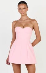 Violette Mini Dress - Strapless Sweetheart Neck Tulip Skirt Dress in Pink