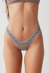 Full Moon Striped Micro Bikini Bottom - Ocean Stone