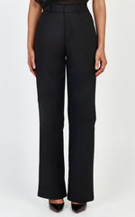 Carolyn Pants - High Waist Slim Straight Leg Tailored Pants in Black