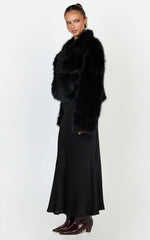 Charisse Coat - Oversized Crop Faux Fur Coat in Black