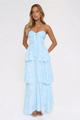 Frost Flare Strapless Maxi Dress Blue