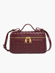 Top Handle Woven Faux Suede Bag