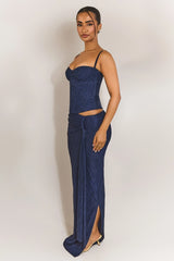 The Lexi Lace Maxi Skirt in Navy Blue