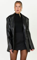 Prague Jacket - Two Button PU Blazer in Black