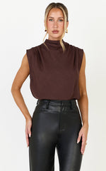 Arianae Top - High Neck Top in Brown