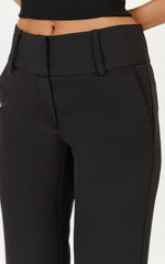 Elliot Pants - Mid Rise Pinstripe Bootleg Pants in Black