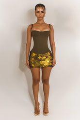 The Teyana Sequin Mini Skirt Olive Green
