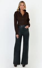 Gaia Jumper - High Neck Full Zip Cropped Jumper in Chocolate