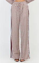 Noelle Pants- Geo Border Print High Elasticated Waist Relaxed Trousers in Geo Border Print