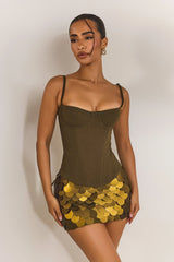 The Everly Lace Up Corset Top in Olive