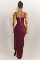 The Lexi Lace Maxi Skirt in Plum
