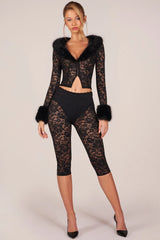 Laced Capri Trousers in Black