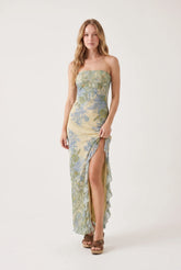 Megan | Strapless High Slit Maxi Dress