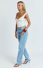 Billie Top - Textured Jersey Off Shoulder Top in Off White