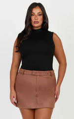 Caitlyn Top - High Neck Sleeveless Tank Top in Black