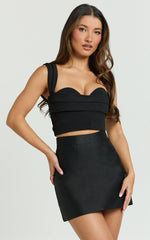 Chelsea Top - Gathered Bust Corset Top in Black