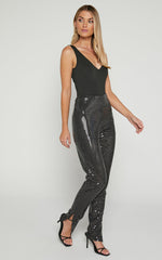 Deola Pant - Sequin High Waisted Skinny Leg in Black