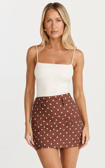 Eloise Skort - A Line Skort in Brown Polka Dot