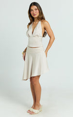 Eugenia Top - Tie Halter Neck Satin Cami Top in Cream