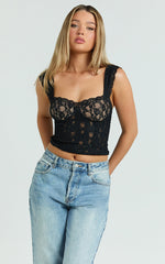 Francis Top - Lace Balconette Crop Top in Black