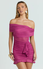 Geneva Mini Dress - Cross Front Bodycon Dress in Berry