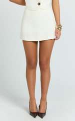 Halsey Mini Skirt - Tailored A Line Skirt in Cream