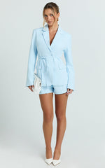 Marlena Shorts - High Waisted A Line Tailored Shorts in Baby Blue