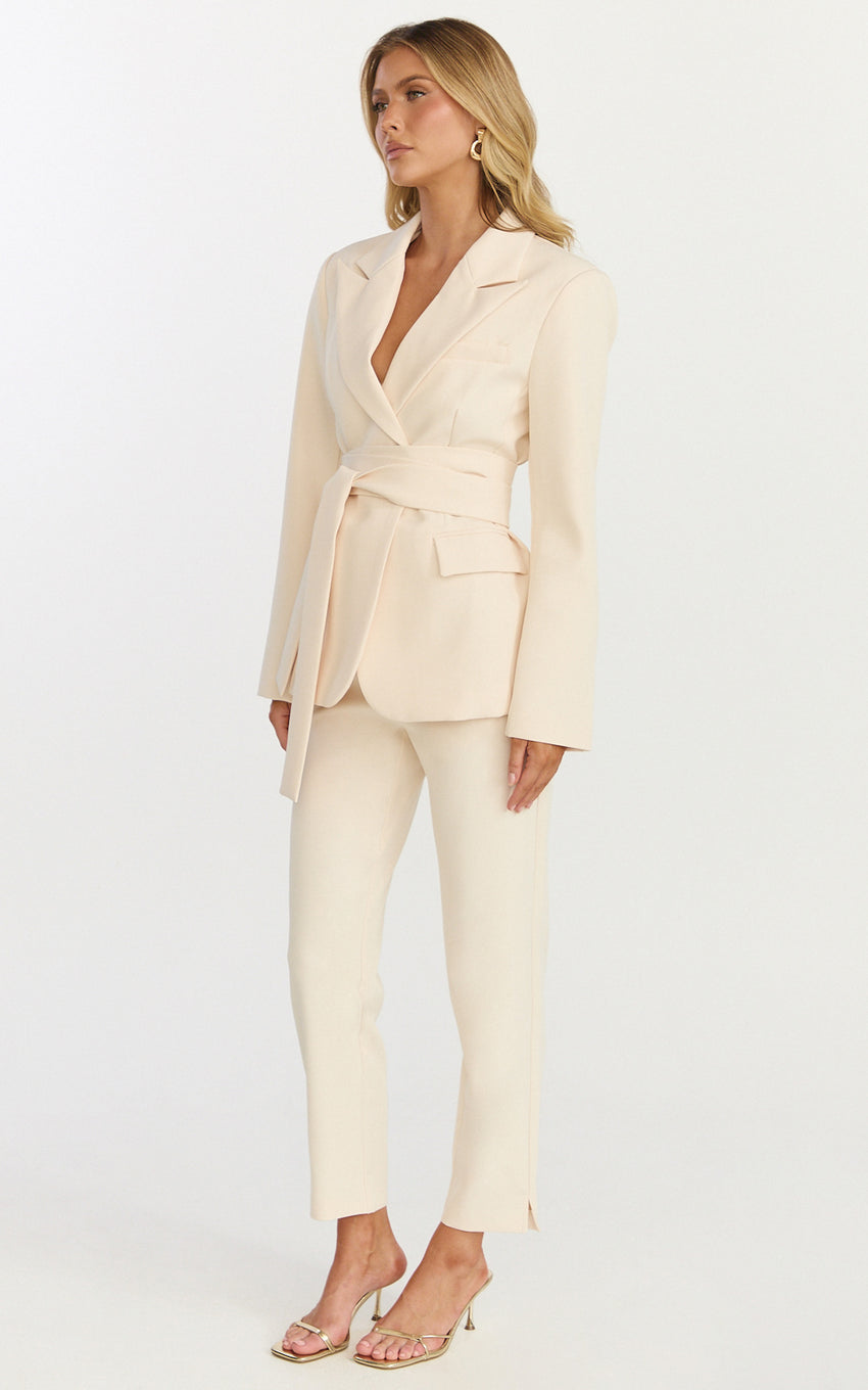Ivy Pants - High Waisted Slim Cropped Pants in Cream