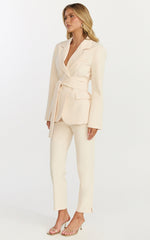 Ivy Pants - High Waisted Slim Cropped Pants in Cream