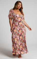 Lorie Maxi Dress - Short Sleeve Cut Out Tie Back Dress in Boheme Floral