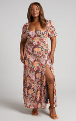 Lorie Maxi Dress - Short Sleeve Cut Out Tie Back Dress in Boheme Floral