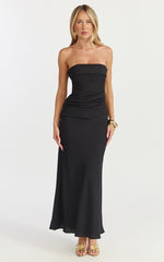 Lottie Midi Dress - Strapless Dress in Black