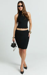 Lucienna Top - High Neck Sleeveless Tank Top in Black