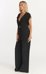 Maura Top - V Neck Cross Over Vest Top in Black