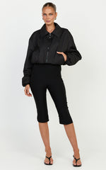 Melenda Pants - Tailored Side Split Capri Pants in Black